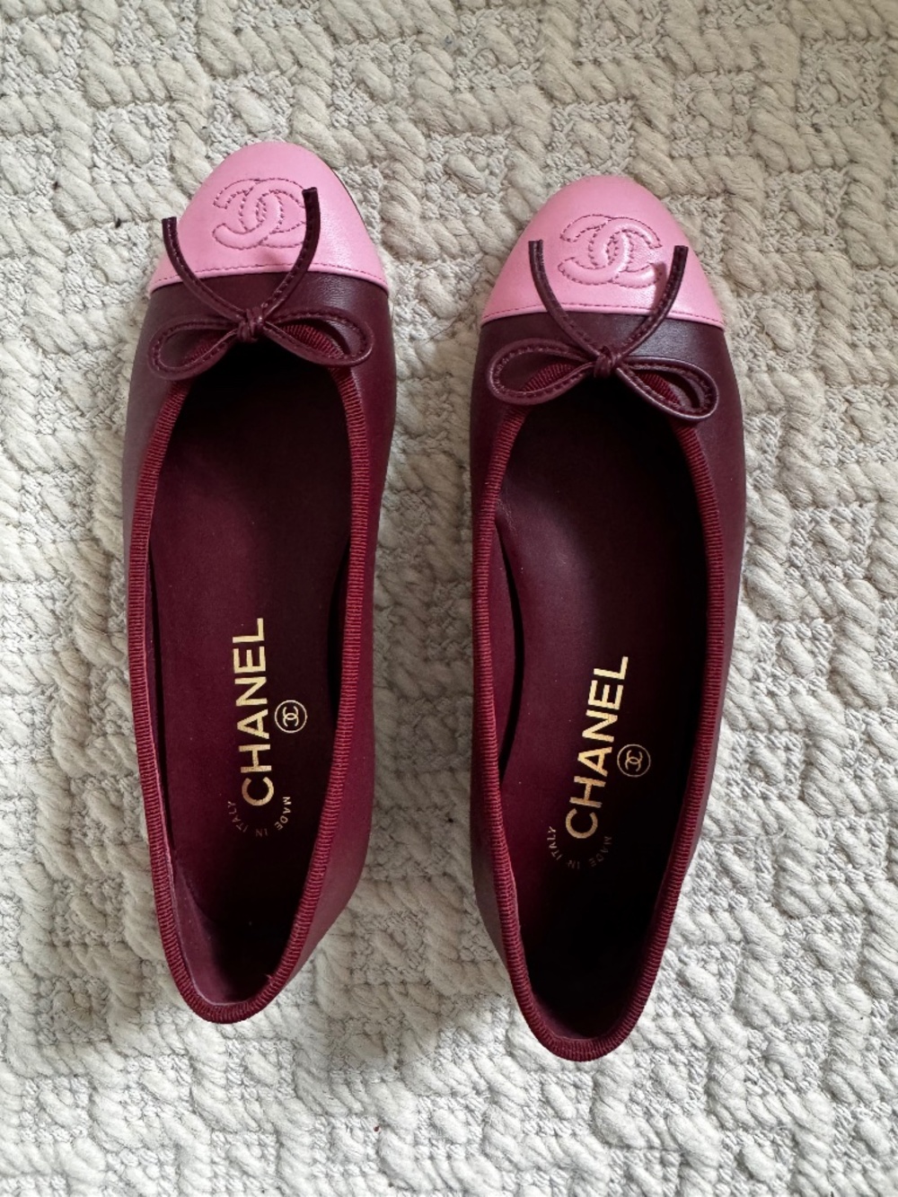 Chanel pink/burgundy ballet flats 35.5 Matthieu Blazy SS26